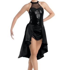 WEISSMAN Balera Dance costume black Sequin Plush Charmeuse Dress D9616 Child LC